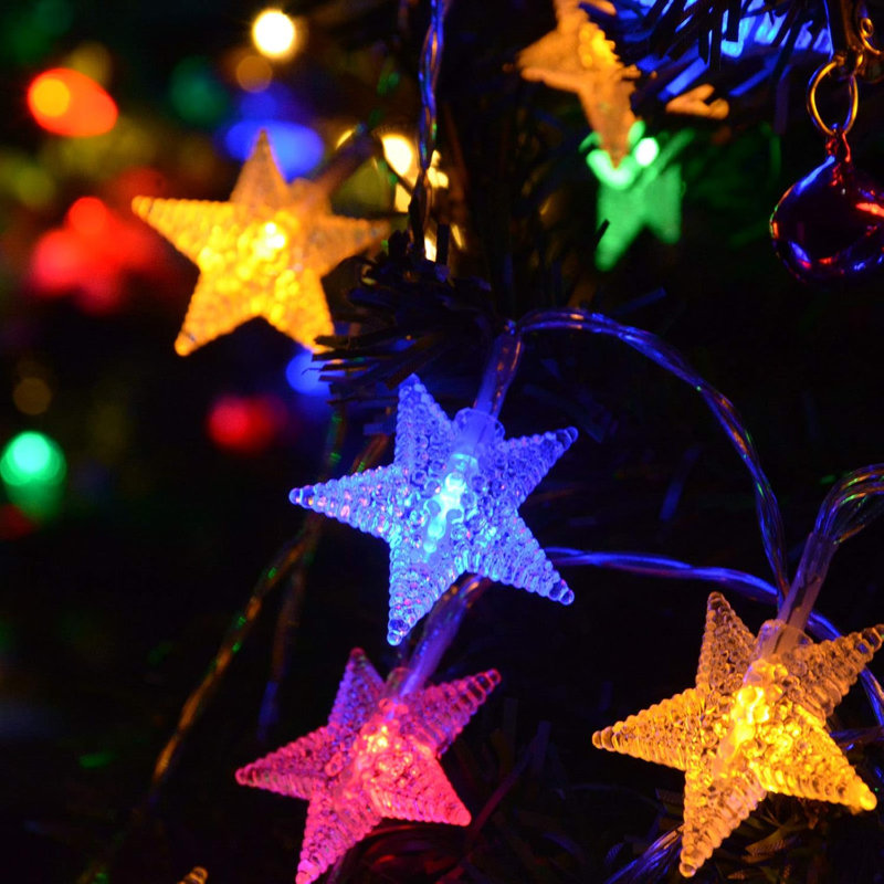 The Holiday Aisle 25Ft LED Multicolor Star String Lights For Bedroom Decorations Battery Operated Led Christmas Lights Wayfair
